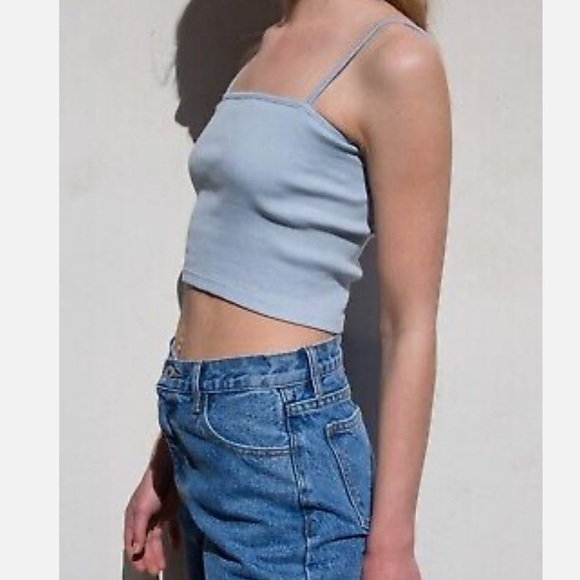 Women’s Brandy Melville Blue Cropped Tank Top OS - Picture 2 of 5
